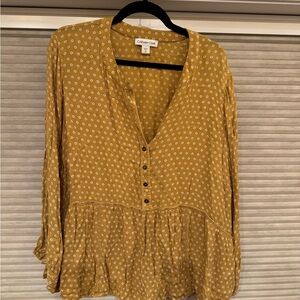 Coldwater Creek Golden Blouse with Pattern